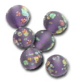 Vintage Flower Bead - special beads for the focal points of your designs. Shown here purple with flowers, 8mm round.  Made one at time, these beads possess a quality that only handmade things have - the mark of the hand - limited to stock on hand. In Stock for immediate shipping. Order NOW!