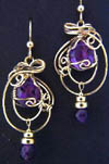 Pictured 14KGF wire wrapped faceted amethyst earrings