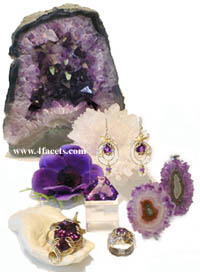 Sample photo of Amethyst pieces we carry - Click here for easy to give, gift certificates - FACETS hassle free last minute gift solutions, for that rock hound on your gift list!