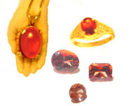 Oregon Symbols - What You Should Know About the Oregon State Gemstone: Sunstone. Samples of FACETS 14KY Gold Ponderosa Red-Sunstone Cabachon Pendant, faceted loose gemstones and a ladies 14K filigree Ring.