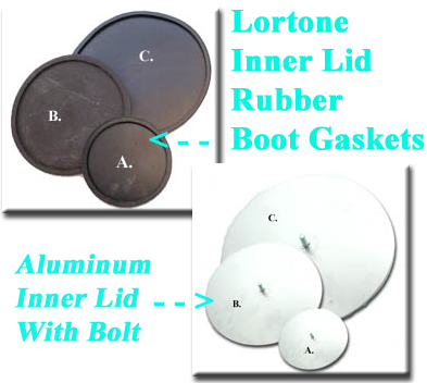 Lortone(c) Rotary Tumblers - replacement Aluminum Inner Lids with bolt or (rubber) Boot Gaskets. In Stock - Order NOW!